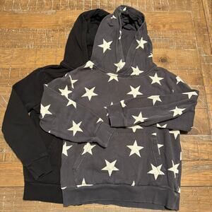 Boys Hoodie Lot of 2 Black Navy w/ Stars H&M 6-8Y 6Y 8Y Long Sleeve Pullover